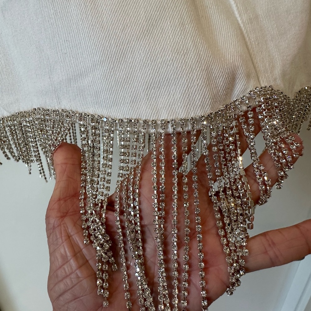 White Denim & Rhinestones Skirt! Size Small. Sterling & Stitch - Picture 8 of 9